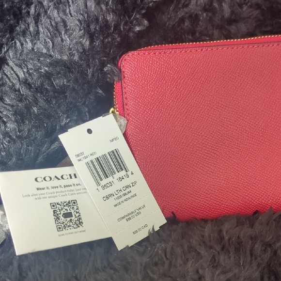 Coach Vibrant Red Leather Pouch - Picture 3 of 4